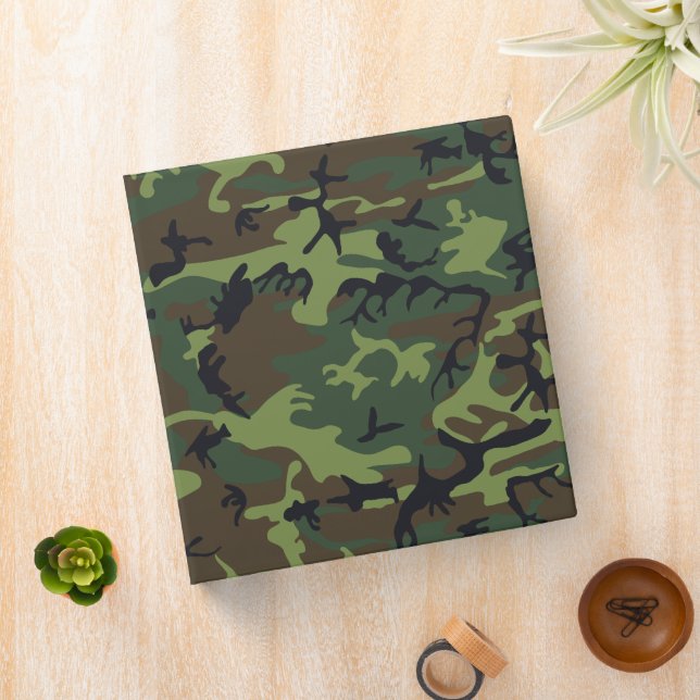Green Camouflage Pattern, Military Pattern, Army Binder (In Situ)