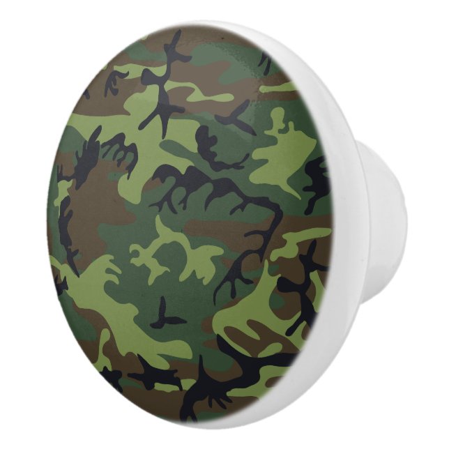 Green Camouflage Pattern, Military Pattern, Army Ceramic Knob (Right)