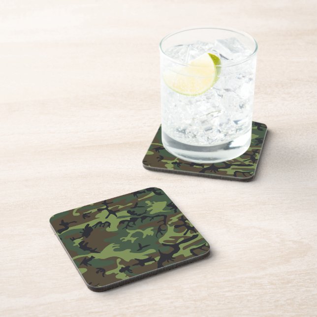Green Camouflage Pattern, Military Pattern, Army Coaster (Right Side)