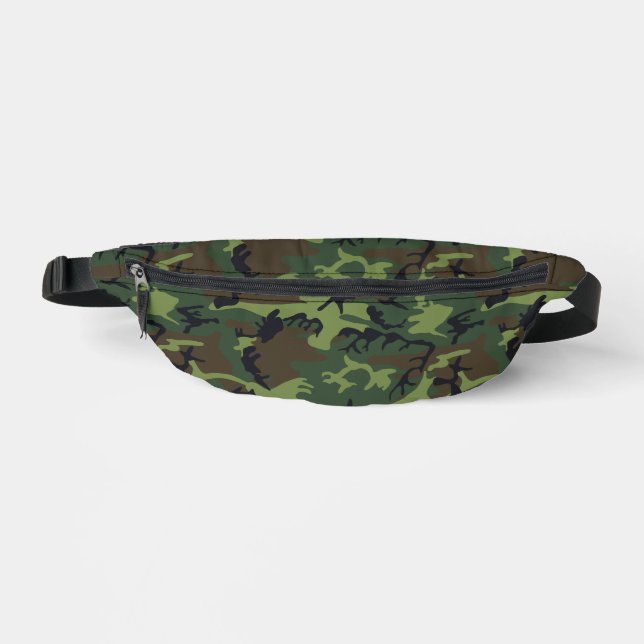 Green Camouflage Pattern, Military Pattern, Army Fanny Pack (Front)