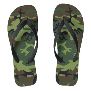 Green Camouflage Pattern, Military Pattern, Army Flip Flops