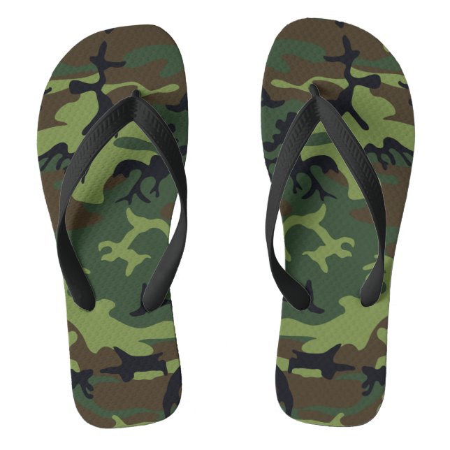 Green Camouflage Pattern, Military Pattern, Army Flip Flops (Footbed)