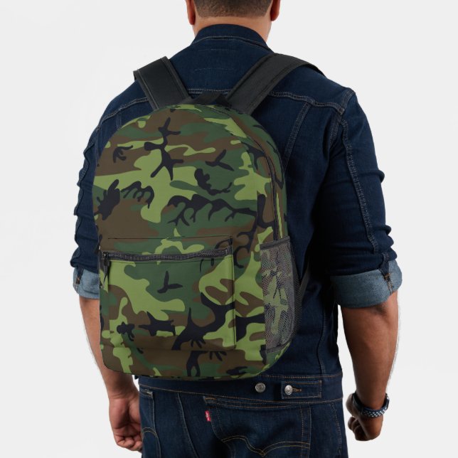 Green Camouflage Pattern, Military Pattern, Army Printed Backpack (Insitu (Model))