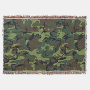 Green Camouflage Pattern, Military Pattern, Army Throw Blanket