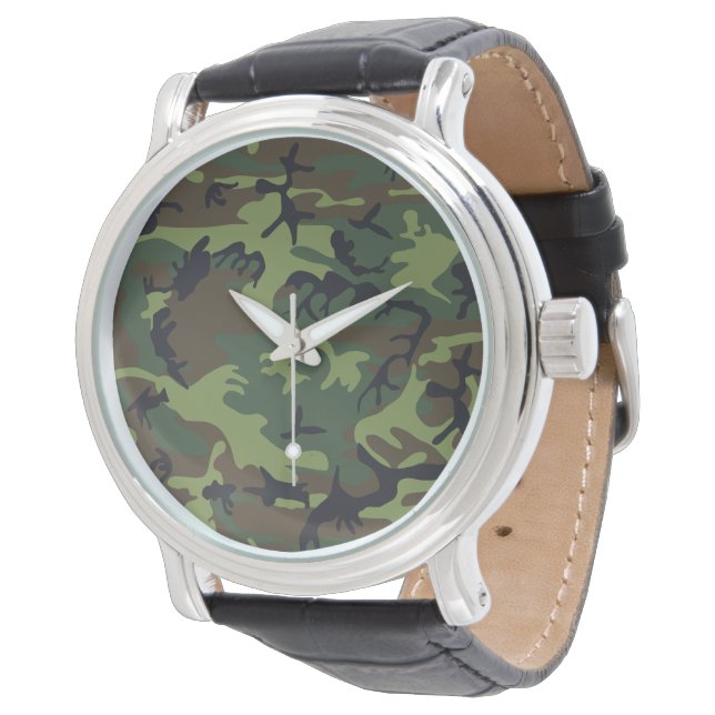 Green Camouflage Pattern, Military Pattern, Army Watch (Angled)