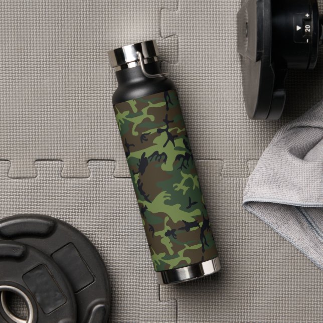 Green Camouflage Pattern, Military Pattern, Army Water Bottle (Gym)