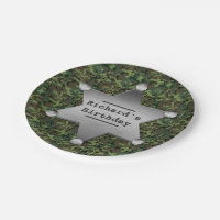 Green Camouflage Pattern Sheriff Badge Birthday
