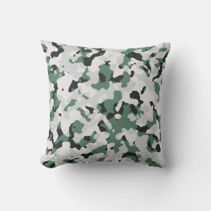 Green camouflage pattern throw pillow