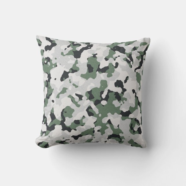 Green camouflage pattern throw pillow (Front)
