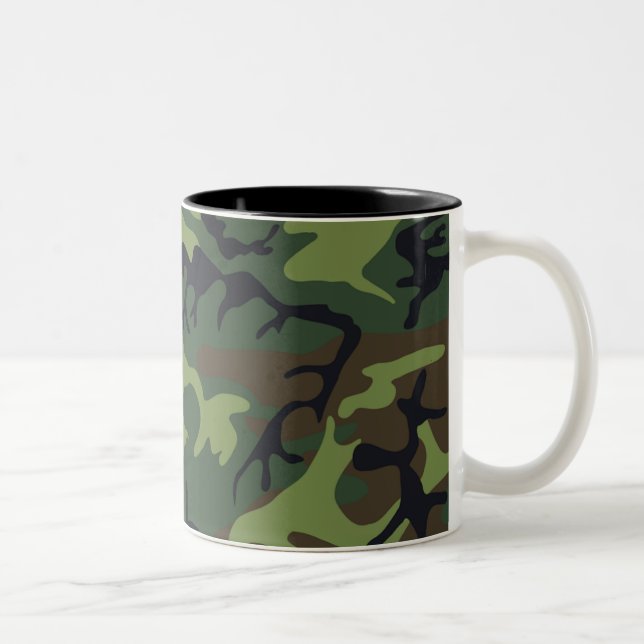 Green Camouflage Pattern Two-Tone Coffee Mug (Right)