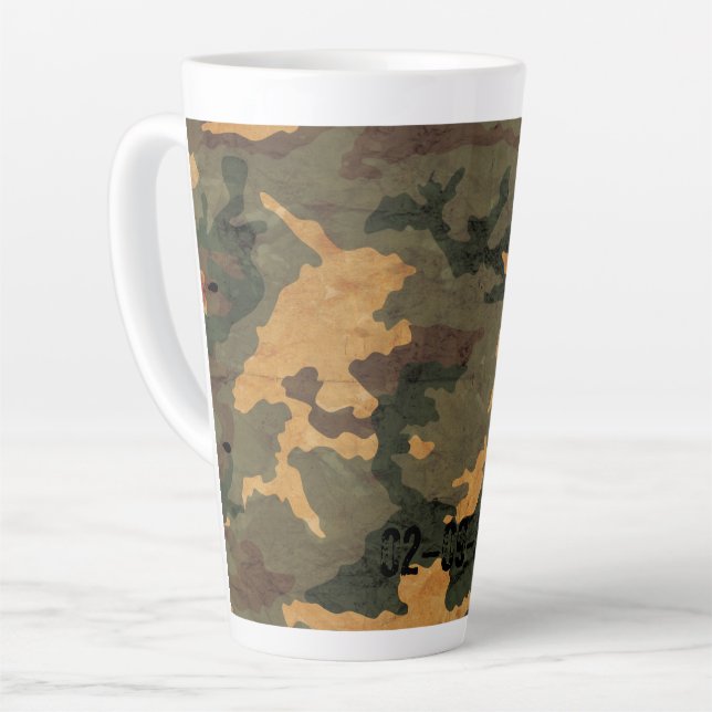 Green camouflage pattern vintage 2020 latte mug (Left Angle)
