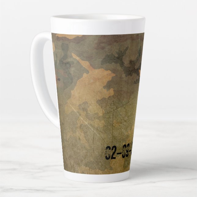 Green camouflage pattern vintage V2.0 Latte Mug (Left Angle)
