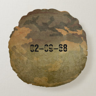 Green camouflage pattern vintage V2.0 Round Pillow