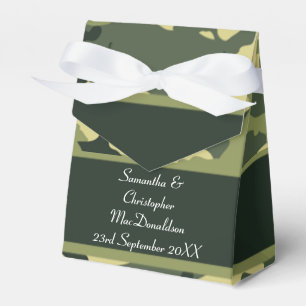 Green camouflage pattern wedding favor box