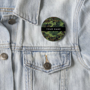 Green Camouflage Pattern, Your name, Personalize 2 Inch Round Button