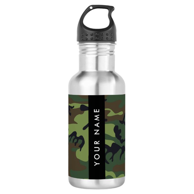 Green Camouflage Pattern, Your name, Personalize 532 Ml Water Bottle (Front)