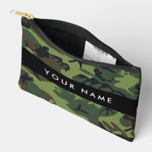 Green Camouflage Pattern, Your name, Personalize Accessory Pouch