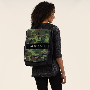 Green Camouflage Pattern, Your name, Personalize Backpack