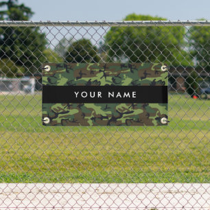 Green Camouflage Pattern, Your name, Personalize Banner