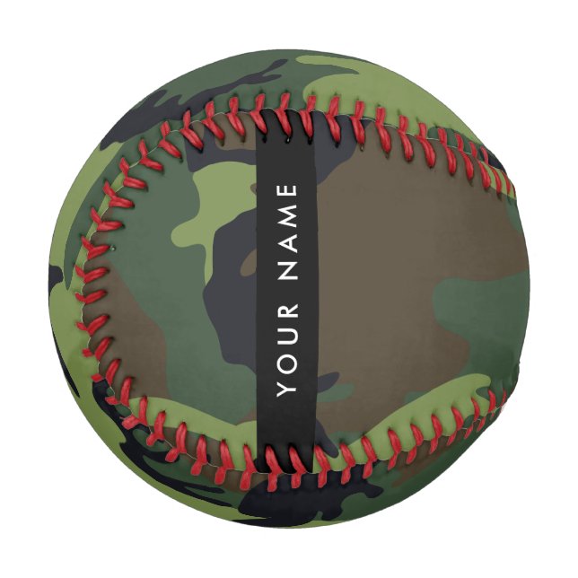 Green Camouflage Pattern, Your name, Personalize Baseball (Front Left)