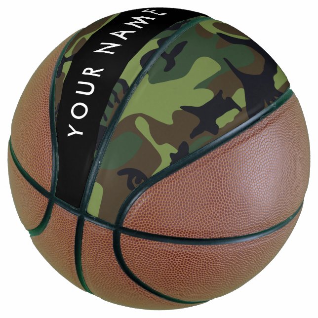 Green Camouflage Pattern, Your name, Personalize Basketball (Angled)