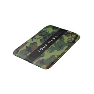 Green Camouflage Pattern, Your name, Personalize Bath Mat