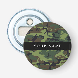 Green Camouflage Pattern, Your name, Personalize Bottle Opener