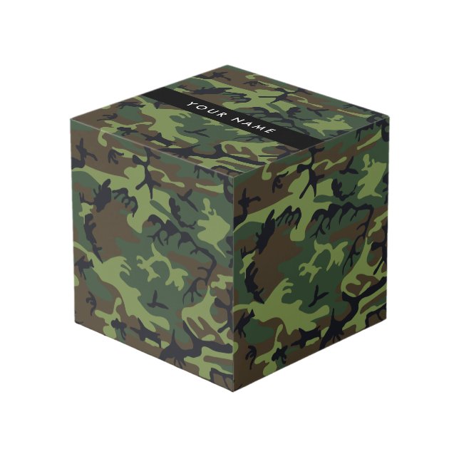 Green Camouflage Pattern, Your name, Personalize Cube (Front Angled)
