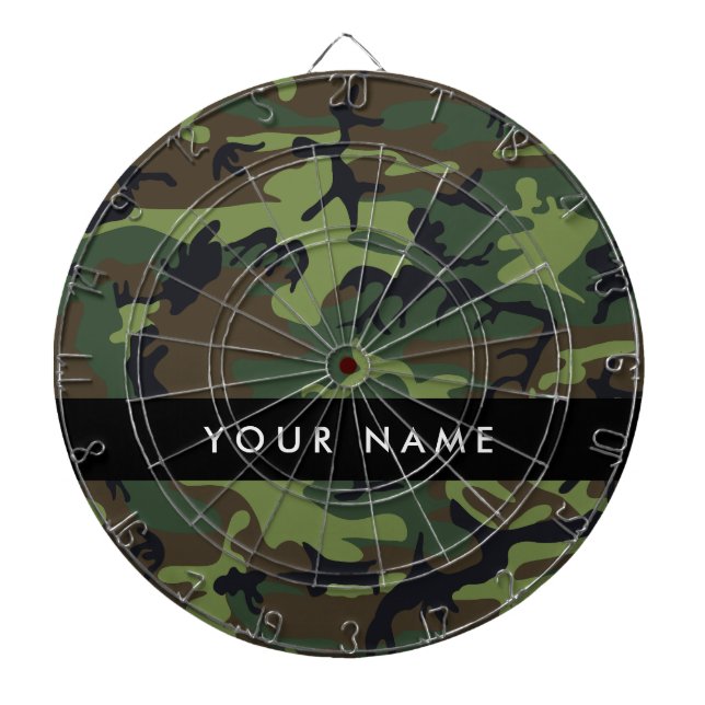Green Camouflage Pattern, Your name, Personalize Dartboard (Front)