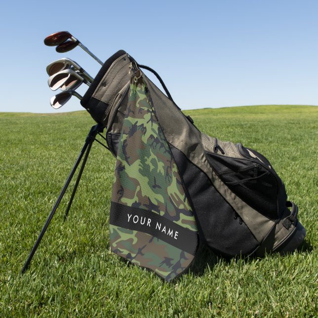 Green Camouflage Pattern, Your name, Personalize Golf Towel (Green)
