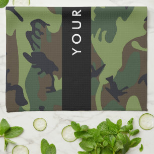 Green Camouflage Pattern, Your name, Personalize Kitchen Towel