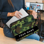 Green Camouflage Pattern, Your name, Personalize Laptop Sleeve<br><div class="desc">Elegant,  stylish and sophisticated camouflage pattern in green and brown colour. Modern and trendy gift,  perfect for the military lover in your life. Personalize by adding your name,  nickname,  monogram or initials.</div>