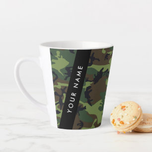 Green Camouflage Pattern, Your name, Personalize Latte Mug