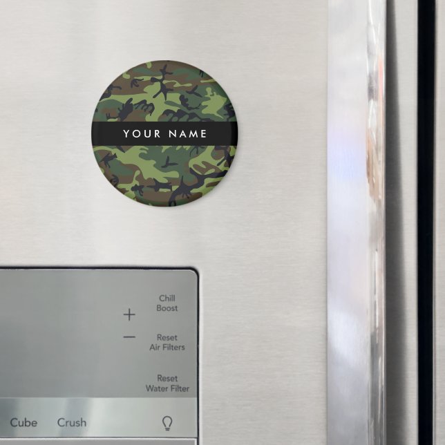 Green Camouflage Pattern, Your name, Personalize Magnet (In Situ (Fridge))