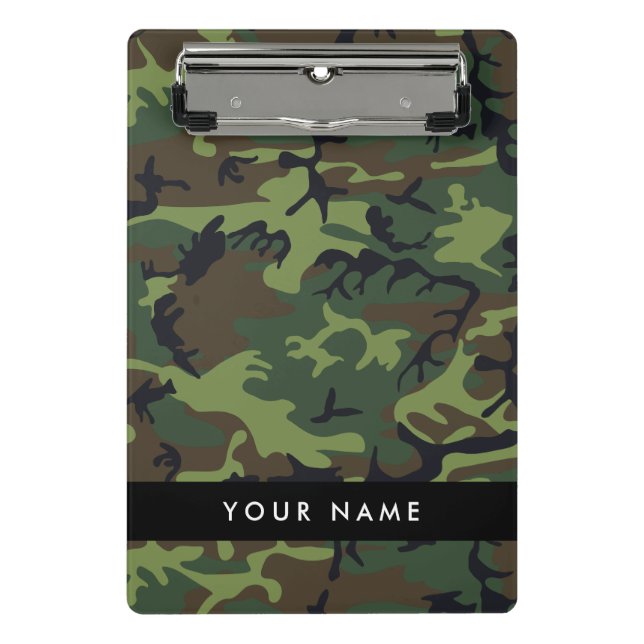 Green Camouflage Pattern, Your name, Personalize Mini Clipboard (Front)
