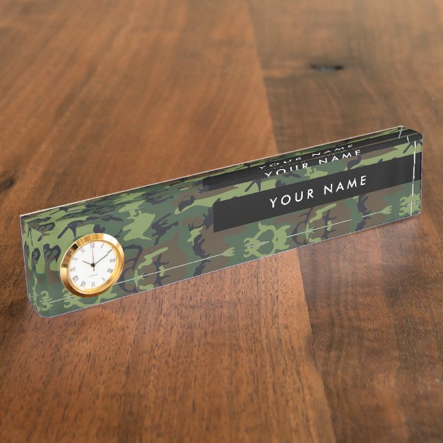 Green Camouflage Pattern, Your name, Personalize Nameplate (Side)