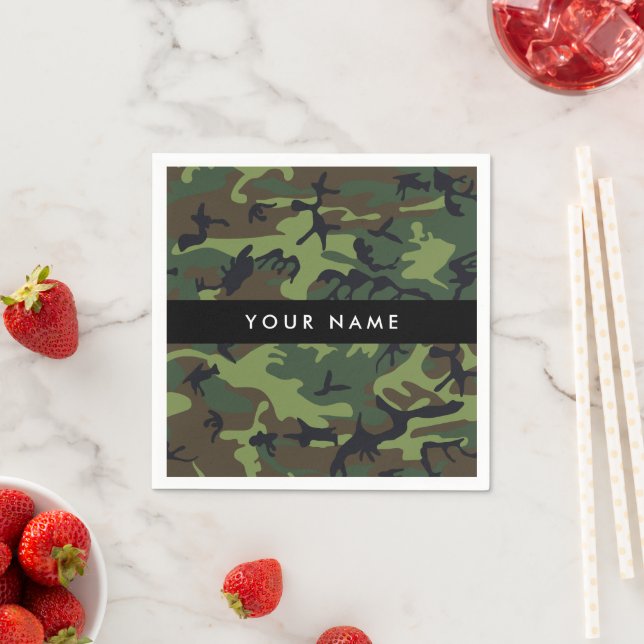 Green Camouflage Pattern, Your name, Personalize Napkin (Insitu)