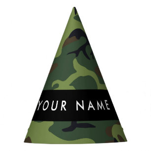 Green Camouflage Pattern, Your name, Personalize Party Hat