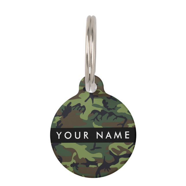 Green Camouflage Pattern, Your name, Personalize Pet Tag (Front)