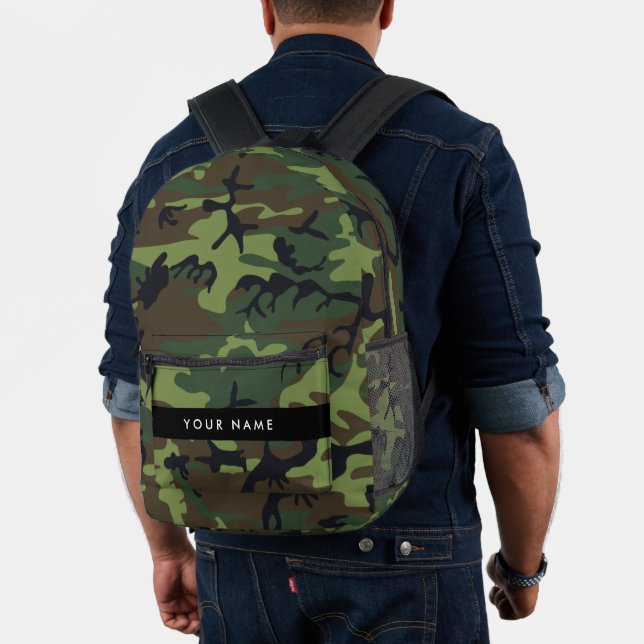 Green Camouflage Pattern, Your name, Personalize Printed Backpack (Insitu (Model))