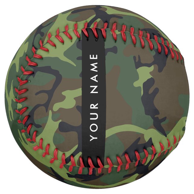 Green Camouflage Pattern, Your name, Personalize Softball (Front Left)