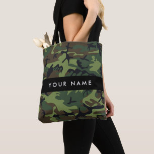 Green Camouflage Pattern, Your name, Personalize Tote Bag