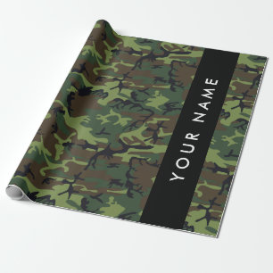 Green Camouflage Pattern, Your name, Personalize Wrapping Paper