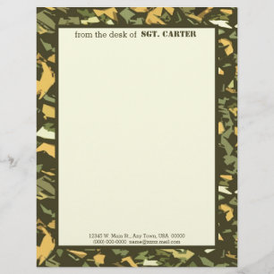 Green Camouflage Personalized Letterhead