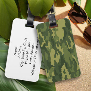 Green Camouflage Print Luggage Tag