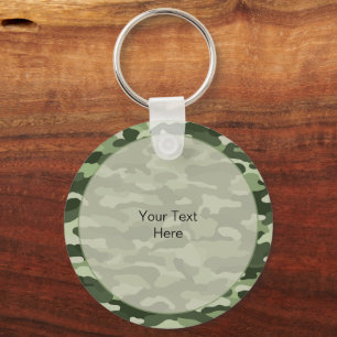 Green Camouflage Rugged Aluminum Keychain