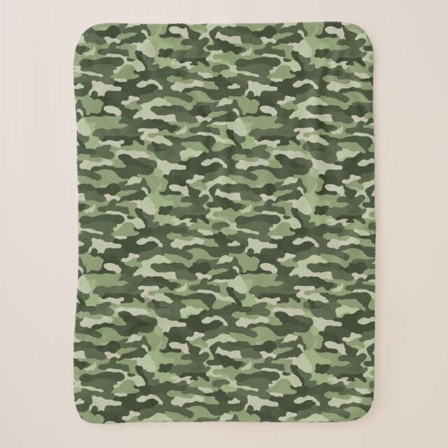 Green Camouflage Sherpa Blanket (Front)