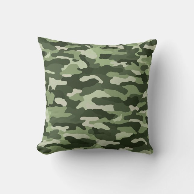Green Camouflage Throw Pillow (Front)
