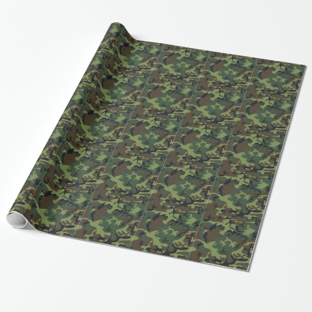 Green camouflage Wrapping Paper (Unrolled)