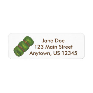 Green Camp Camping Camper Sleeping Bag Roll Labels